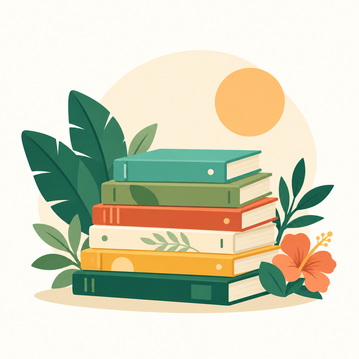 Approved illustration of a stack of books.